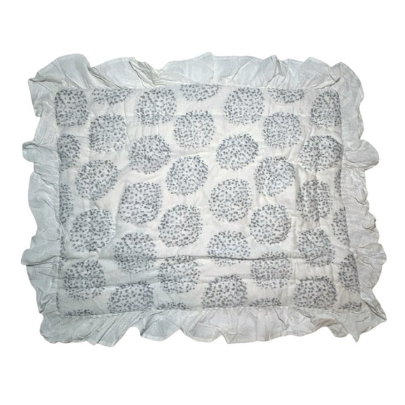 NIP Anthropologie Tindari Shams Cotton Ivory + Gray Scalloped Trim Hand Screened - Picture 4 of 9